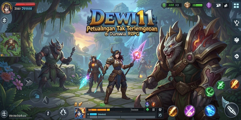 Screenshot gameplay DEWI11 yang menunjukkan pertarungan epik dalam RPG.