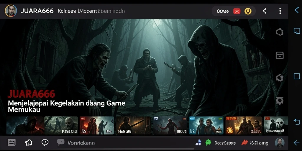 Screenshot gameplay JUARA666 menampilkan suasana mencekam di dalam rumah angker.
