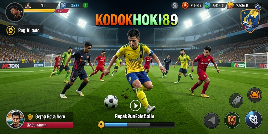 Tangkapan layar yang menampilkan aksi mendebarkan dalam permainan sepak bola KODOKHOKI889.