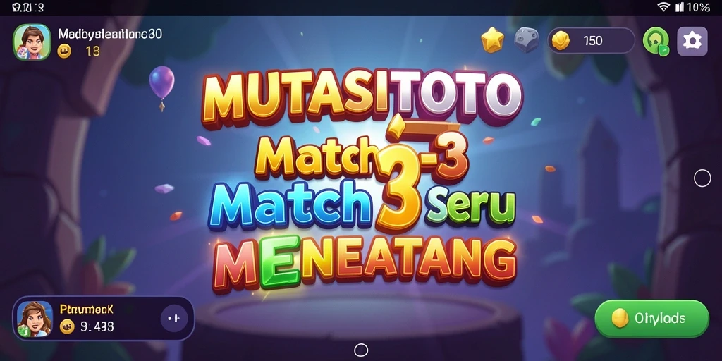 Screenshot gameplay seru dari MUTASITOTO yang menampilkan suasana permainan Match-3.