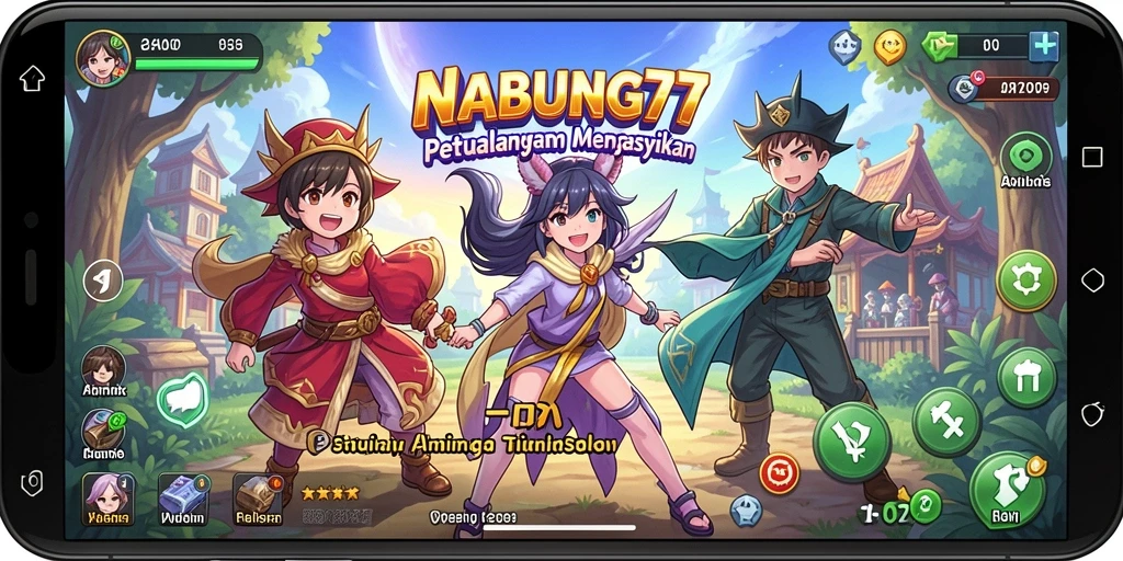 Tampilan gameplay NABUNG77 yang penuh aksi dan warna.