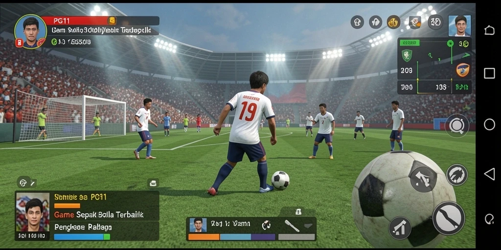 Tampilan gameplay PG11 yang menarik saat bermain sepak bola.