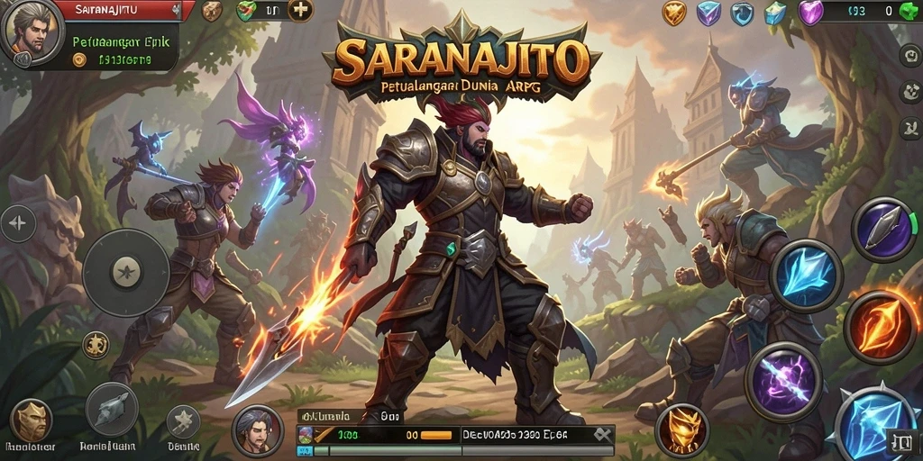 Tampilan gameplay epik dari SARANAJITU di dunia ARPG.