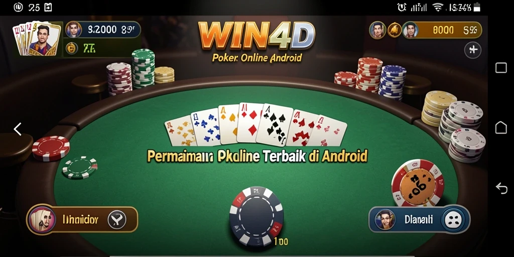 Tampilan utama WIN4D menunjukkan gameplay poker yang menegangkan dan mengasyikkan.